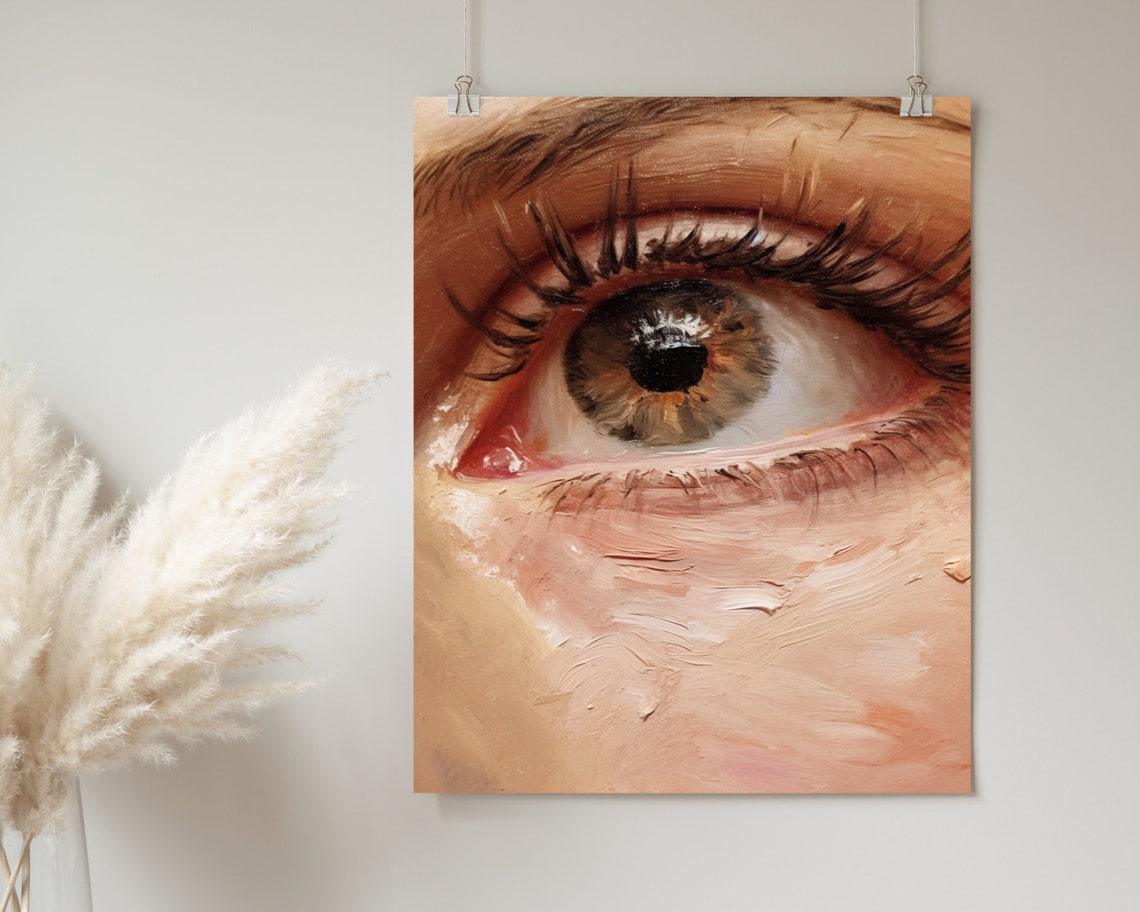 Soft Tonal Womans Eye Print Modern Wall Art Feminine Art Print Boho Aesthetic Home Decor Wall Art - Image 2