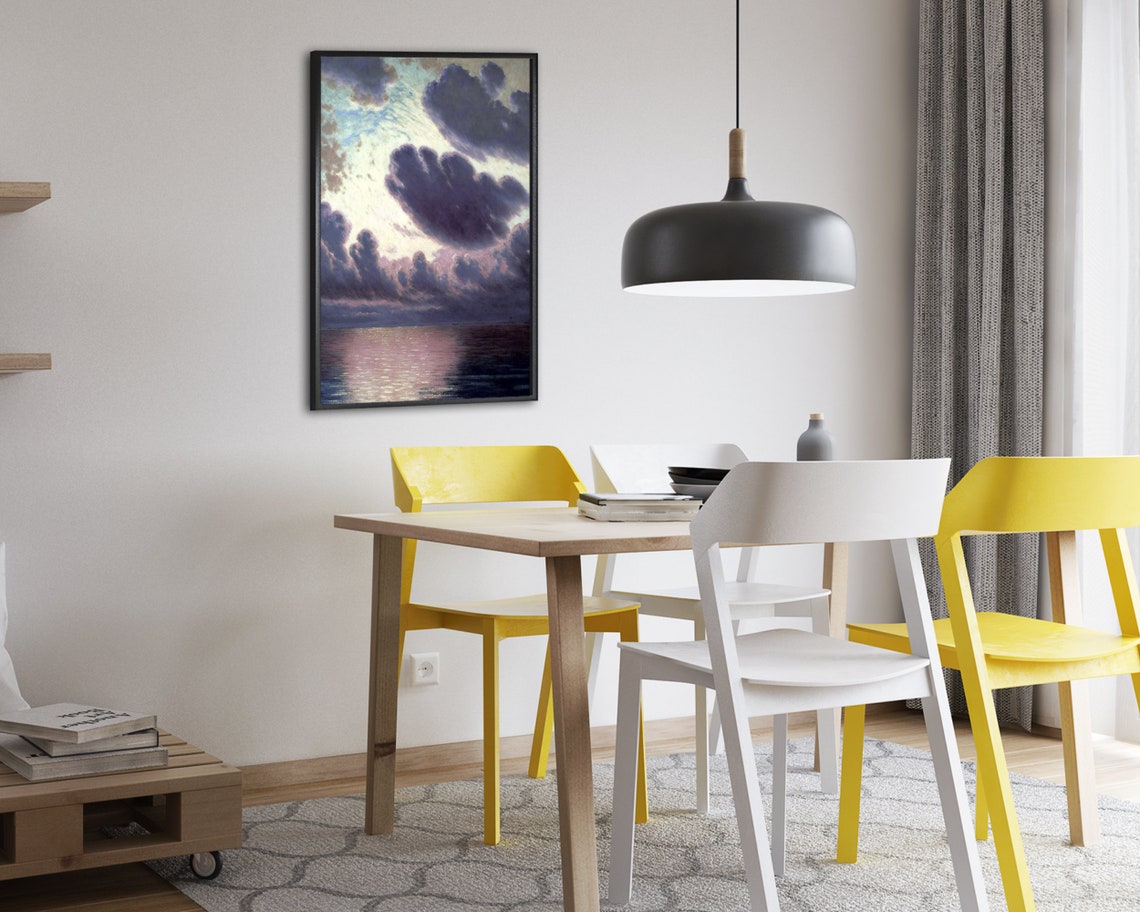 Moody Twilight Dramatic Violet Cloudscape Over Ocean Dusk Poster - Image 2