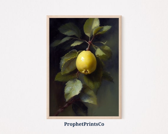 Lemon Botanical Oil Painting Print Farmhouse Wall Art Fruit Print Original Kitchen Home Dcor Wall Art