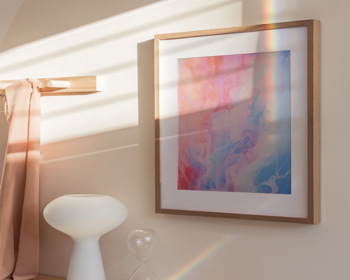 Pink and Blue Abstract Swirl Pastel Contemporary Dream Art Poster - Image 3
