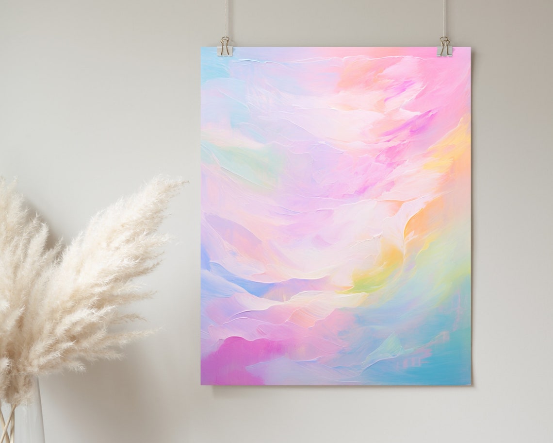 Pastel Pink Purple Aqua Dreamy Abstract Brushwork Art Poster - Image 2