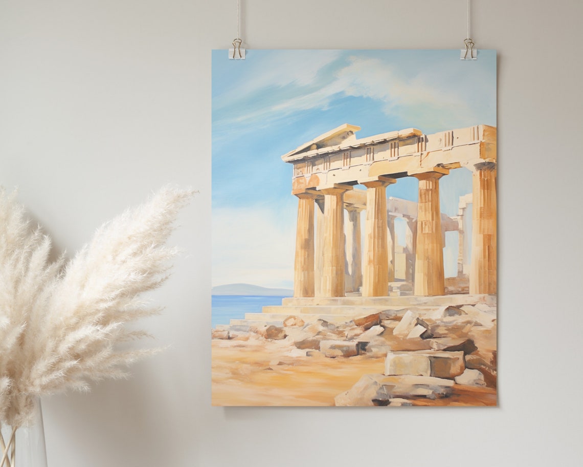 Parthenon Athens Ancient Greece Temple Ruins Painting Poster - Image 2