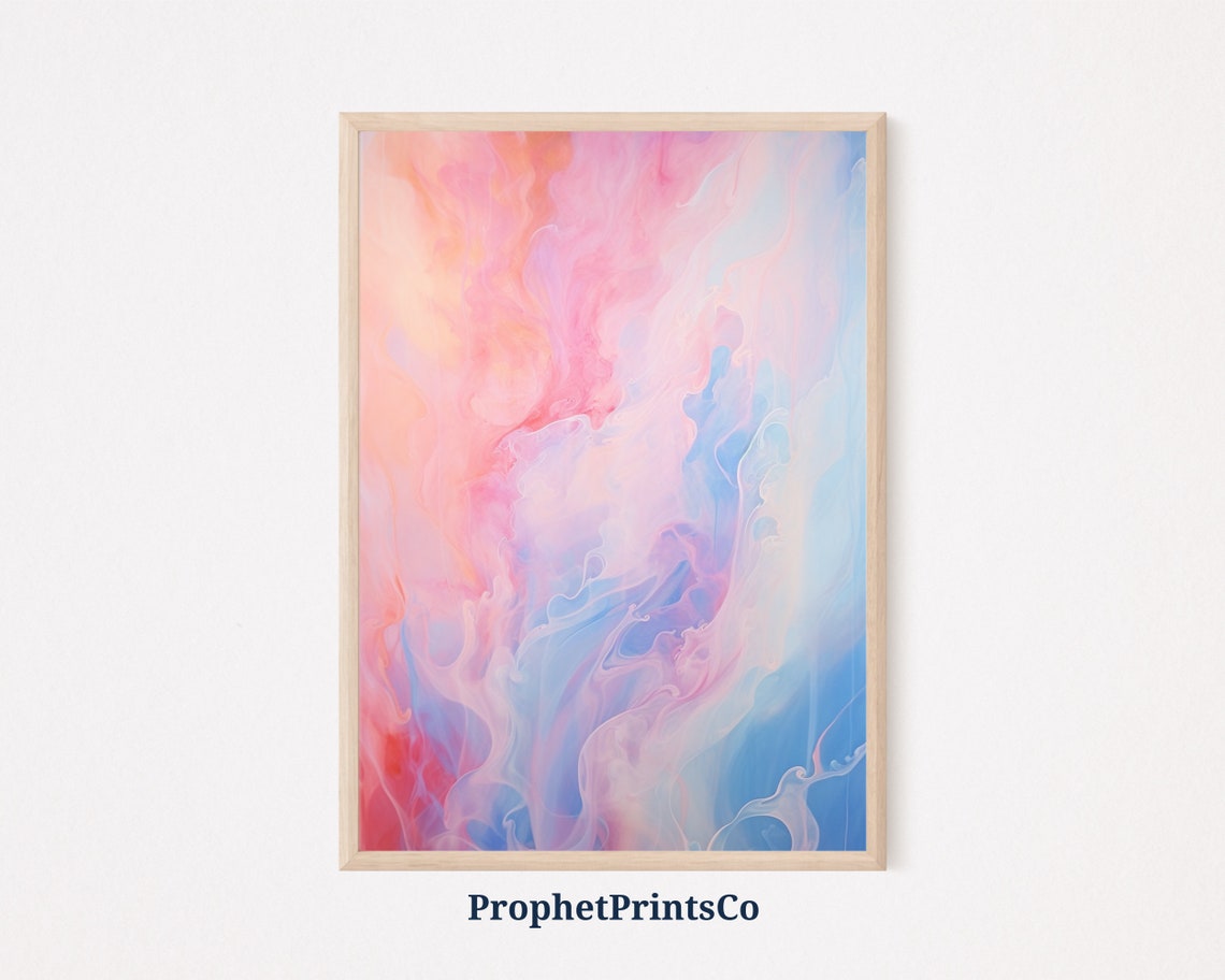 Pink and Blue Abstract Swirl Pastel Contemporary Dream Art Poster