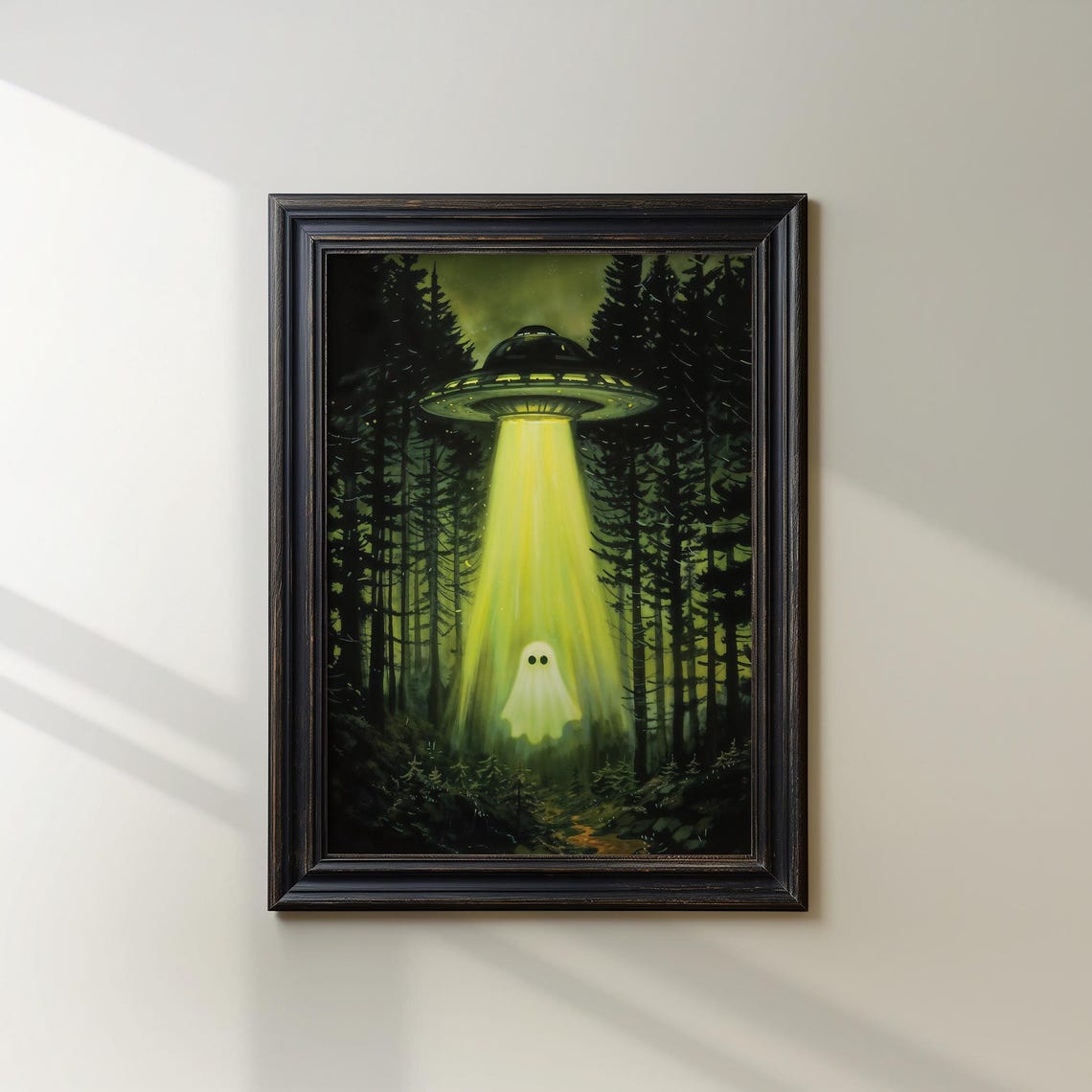 Abducted By Ufo Art Print Whimsical Halloween Decor Fun And Spooky Wall For Fall Season
