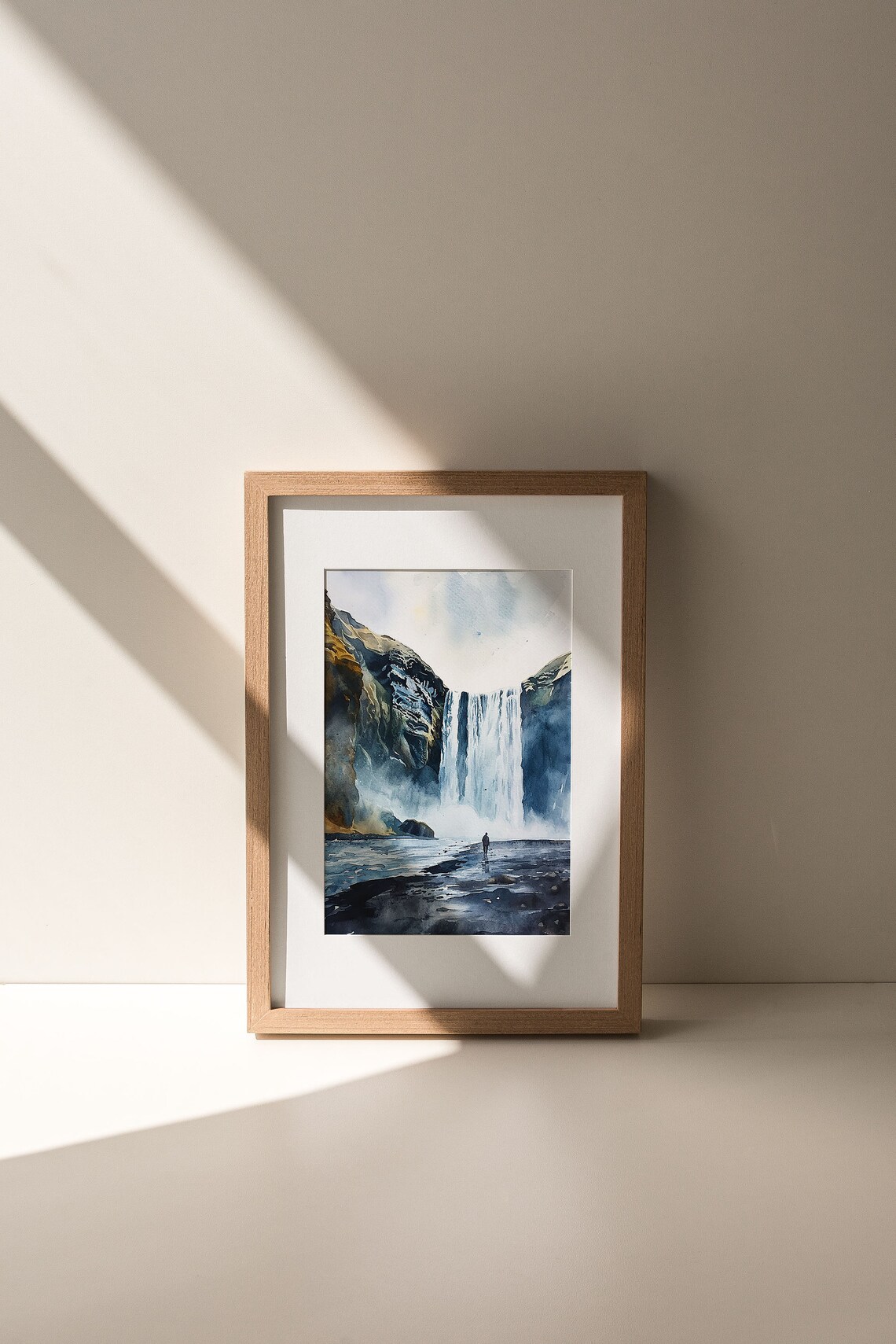 Skogafoss Waterfall Watercolor Art Print, Icelandic Landscape - Image 3