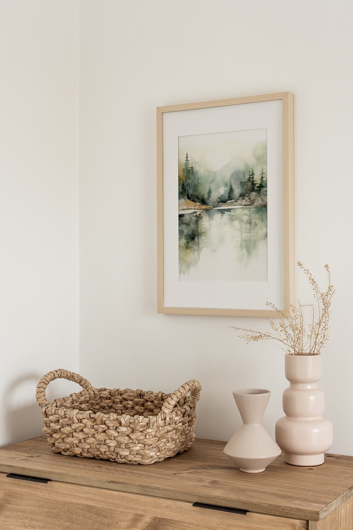 Priest Lake Idaho Watercolor Mountain Lake Landscape - Image 2