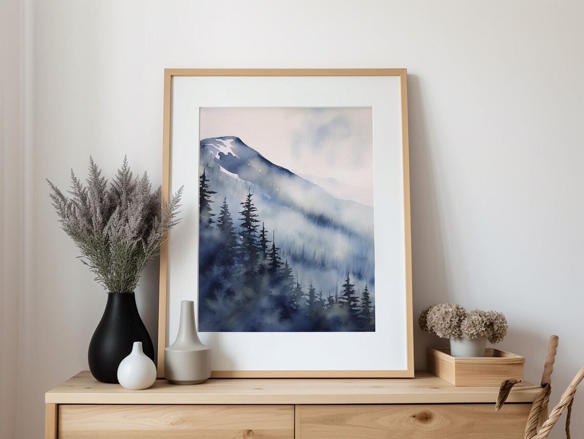 North Cascades Mountain Watercolor Landscape Art Print - Image 5