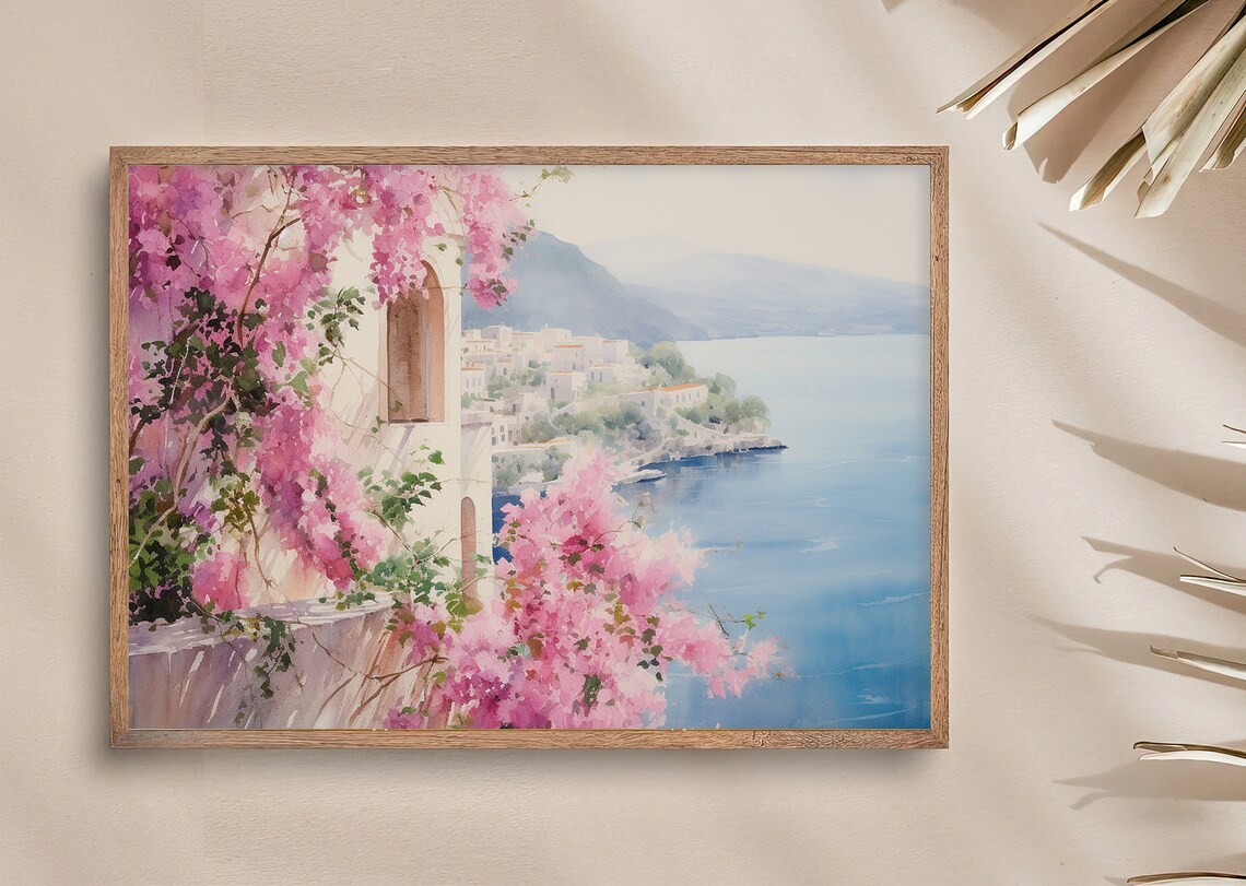 Bougainvillea Painting Positano Watercolor Art Print - Image 4