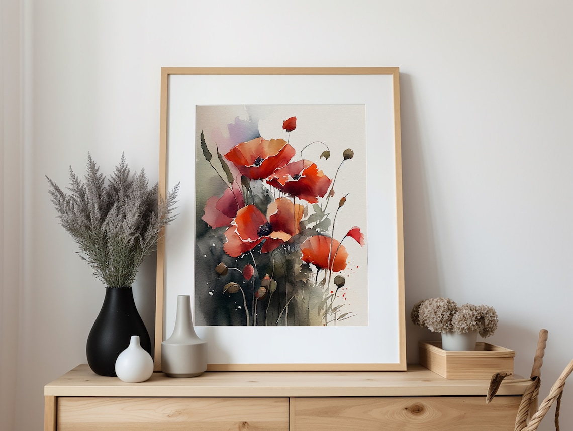 Poppy Painting Watercolor Floral Art Print - Image 4