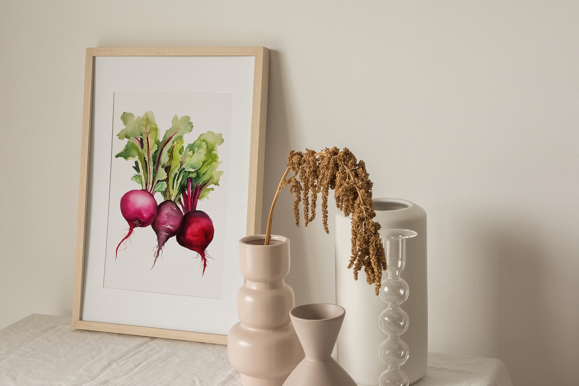 Beet Watercolor Print, Modern Farmhouse Kitchen Art - Image 3