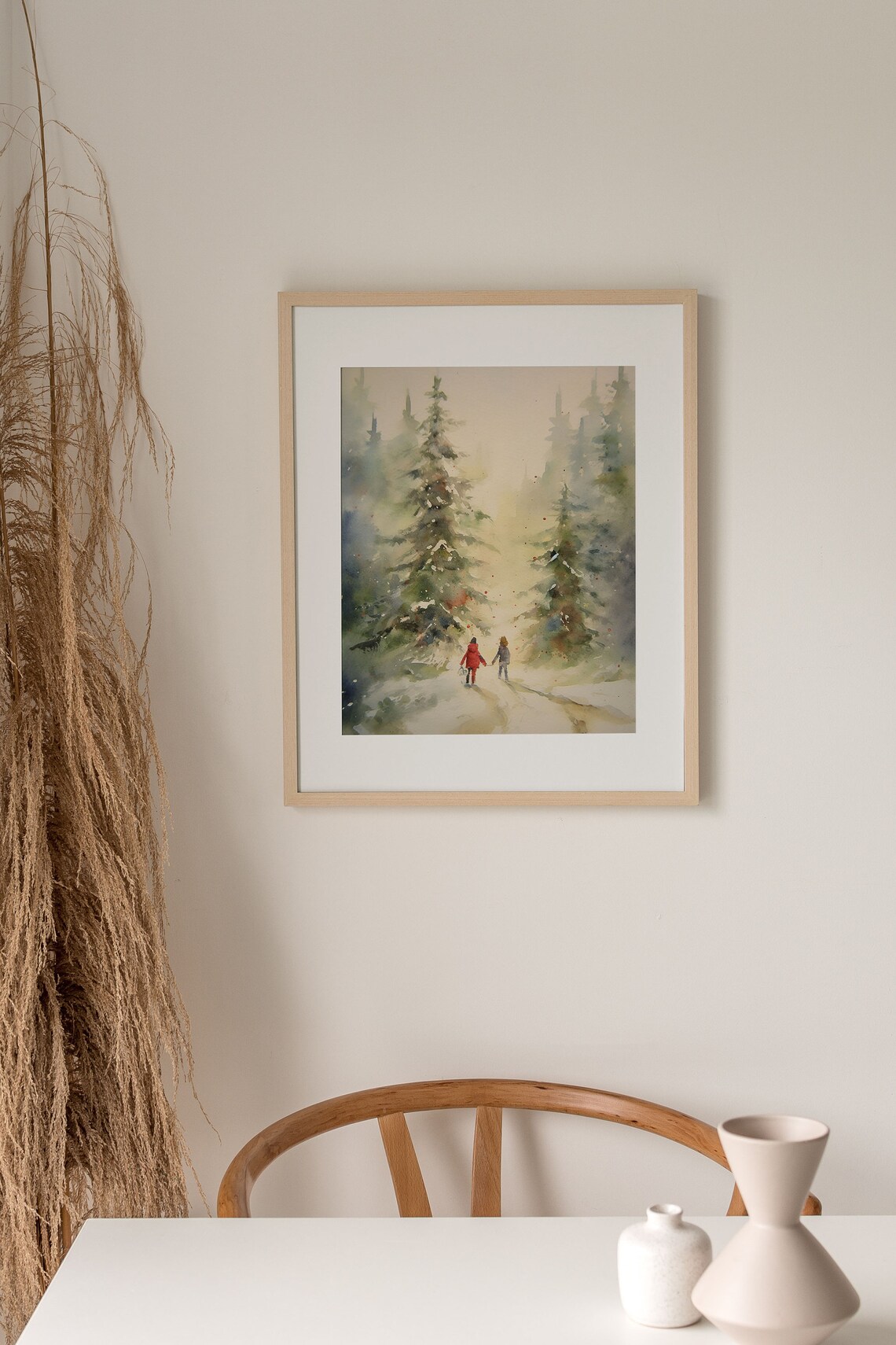 Christmas Painting Two Sisters Winter Forest Art Print - Image 5