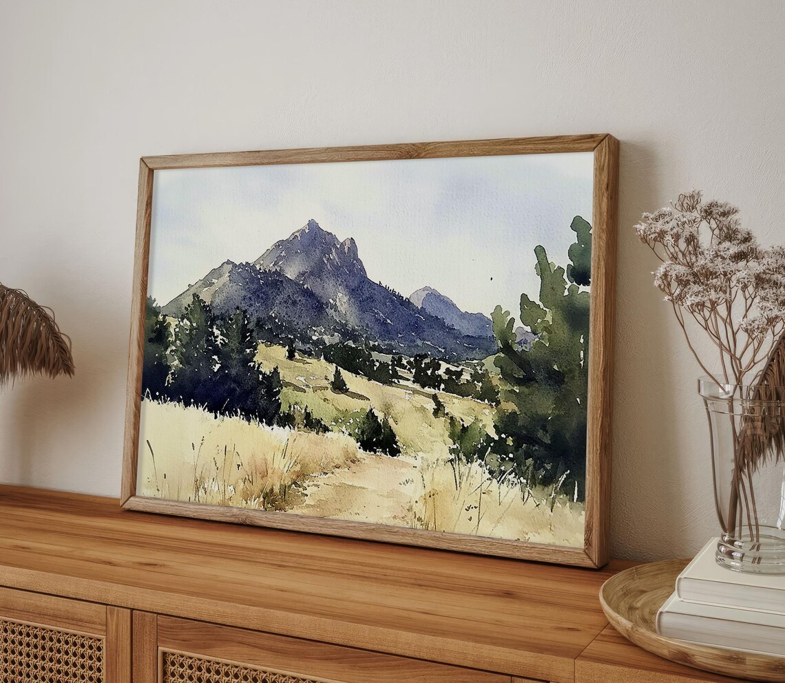 Flatirons Vista Trailhead Watercolor Art Print - Image 4