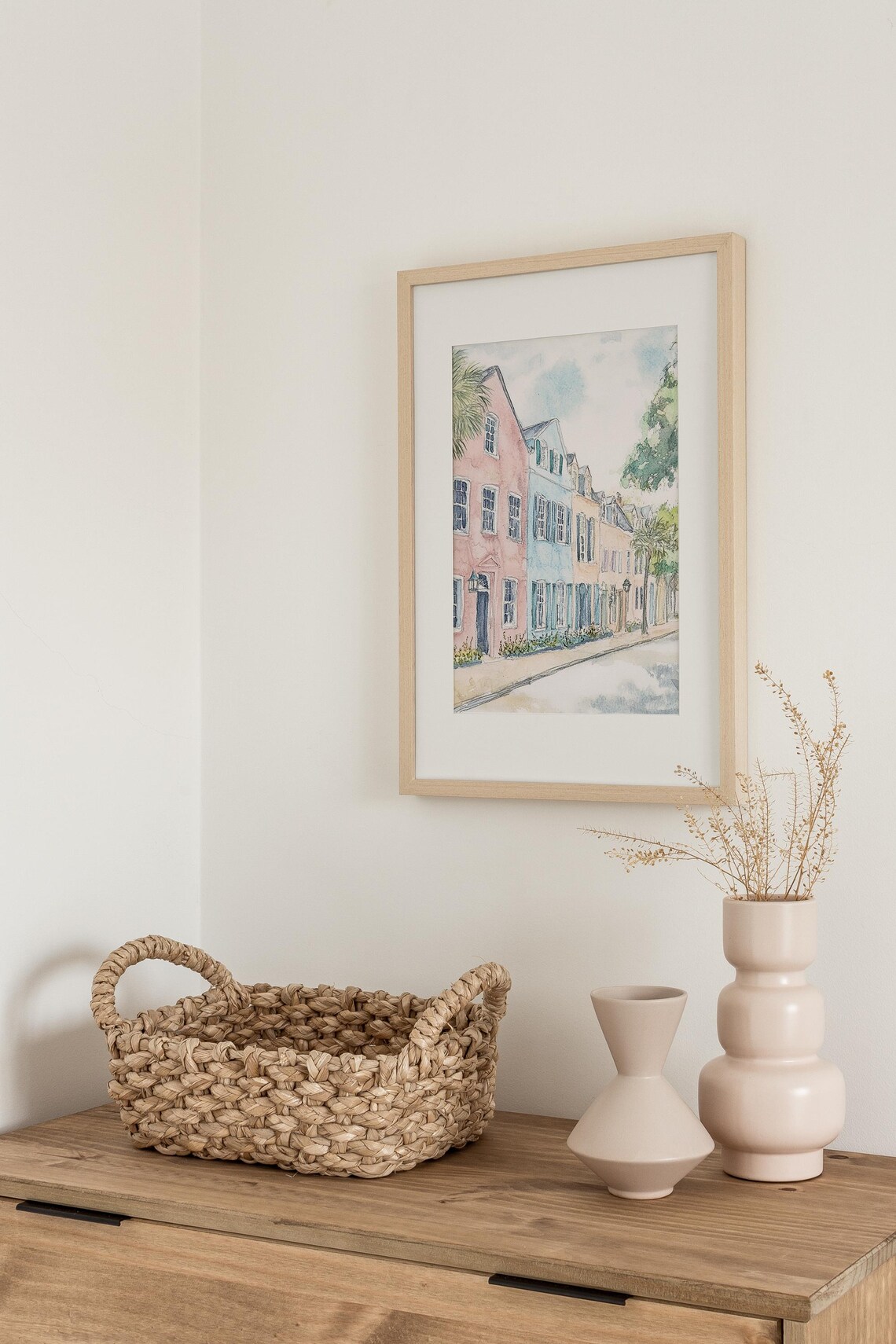 Charleston Rainbow Row Pastel Row Houses Watercolor Cityscape Poster - Image 2