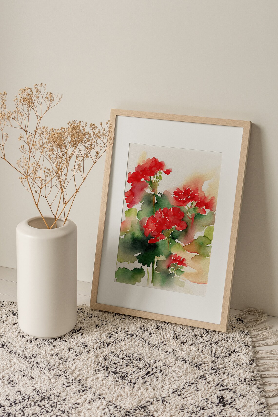 Geranium Botanical Watercolor Flowers Art Print - Image 3