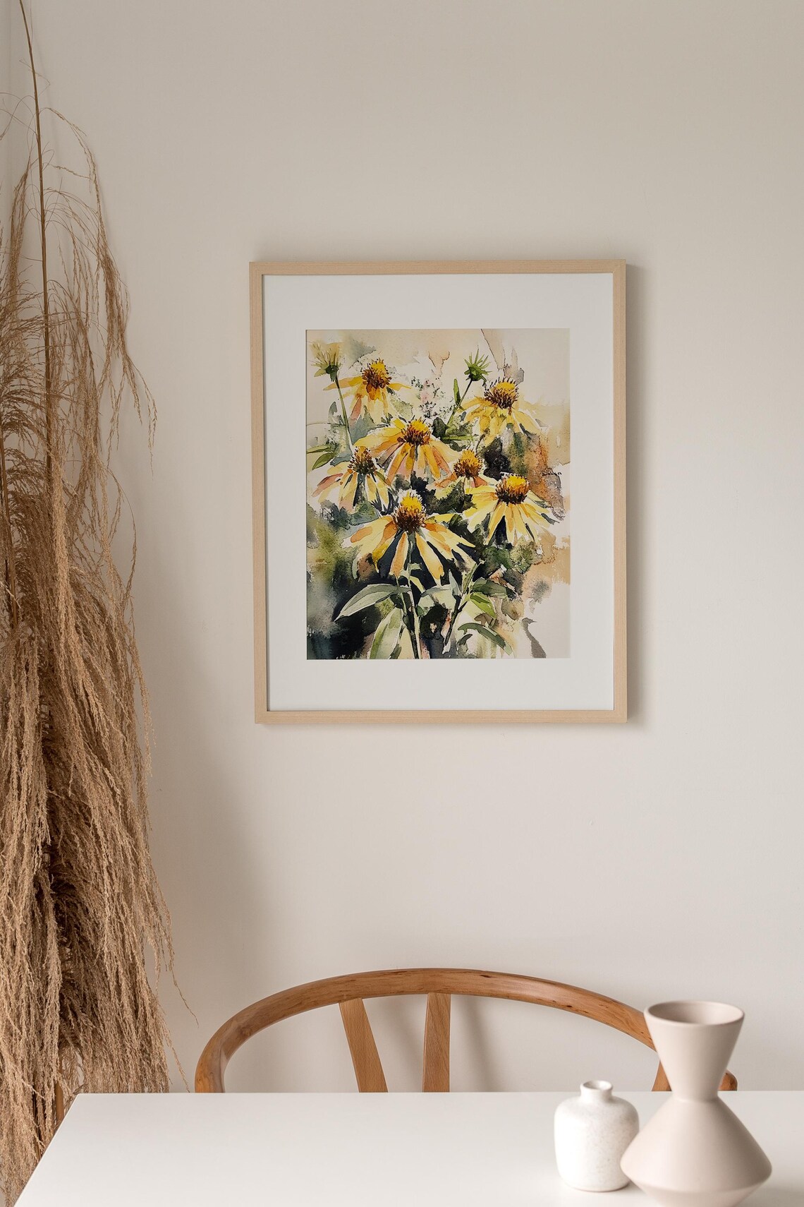 Yellow Coneflowers Wildflower Bouquet Watercolor Floral Poster - Image 2