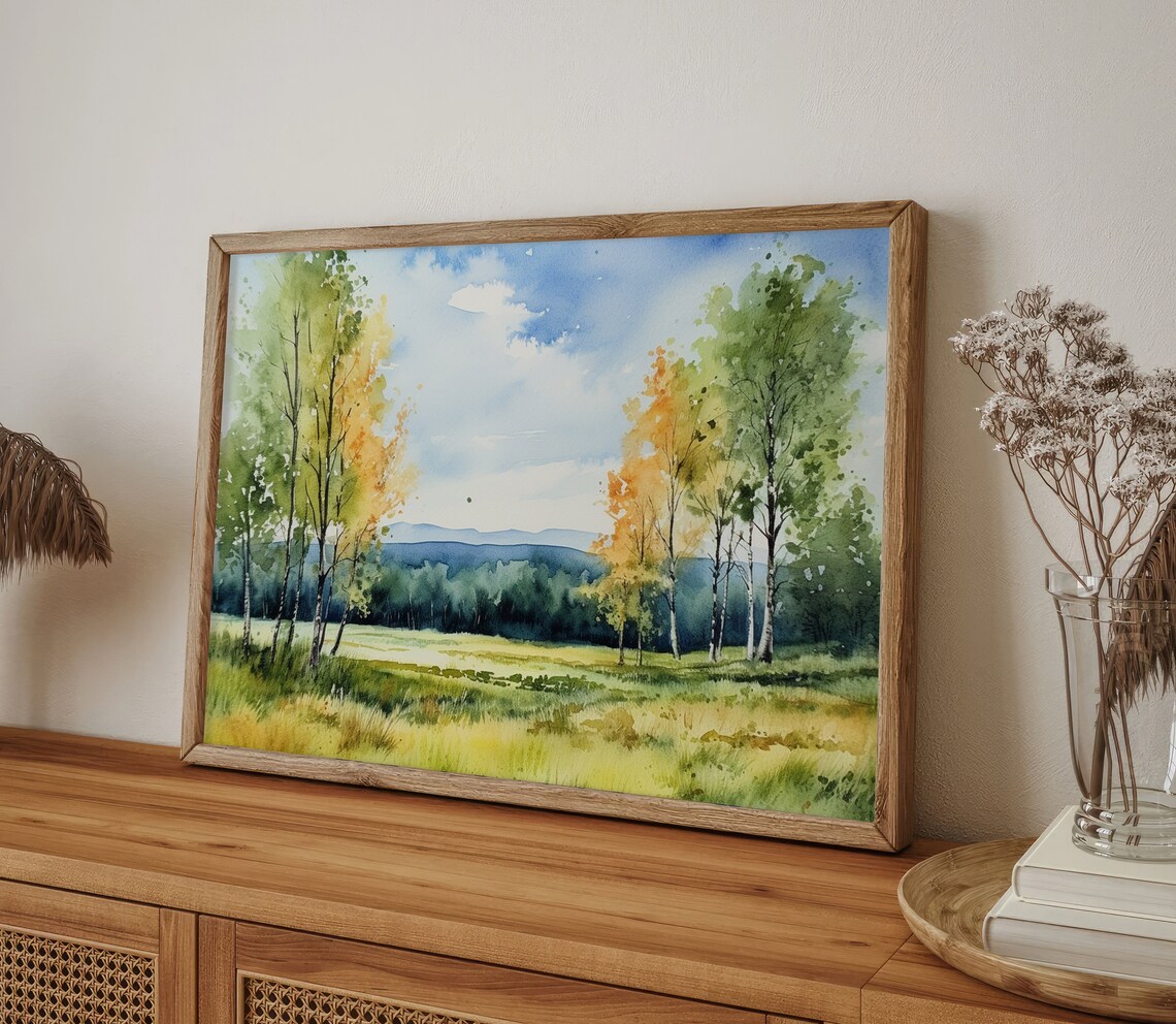 Aspen Painting Colorado Birch Watercolor Landscape Art Print - Image 2