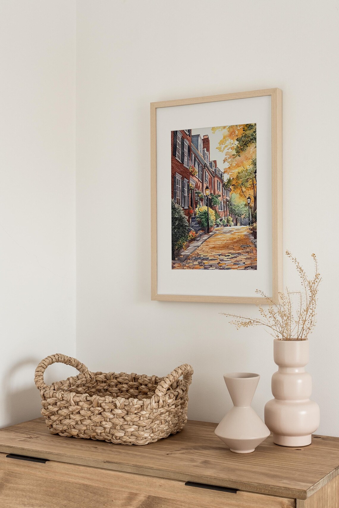 Acorn Street Boston Watercolor Art Print, Cityscape - Image 3