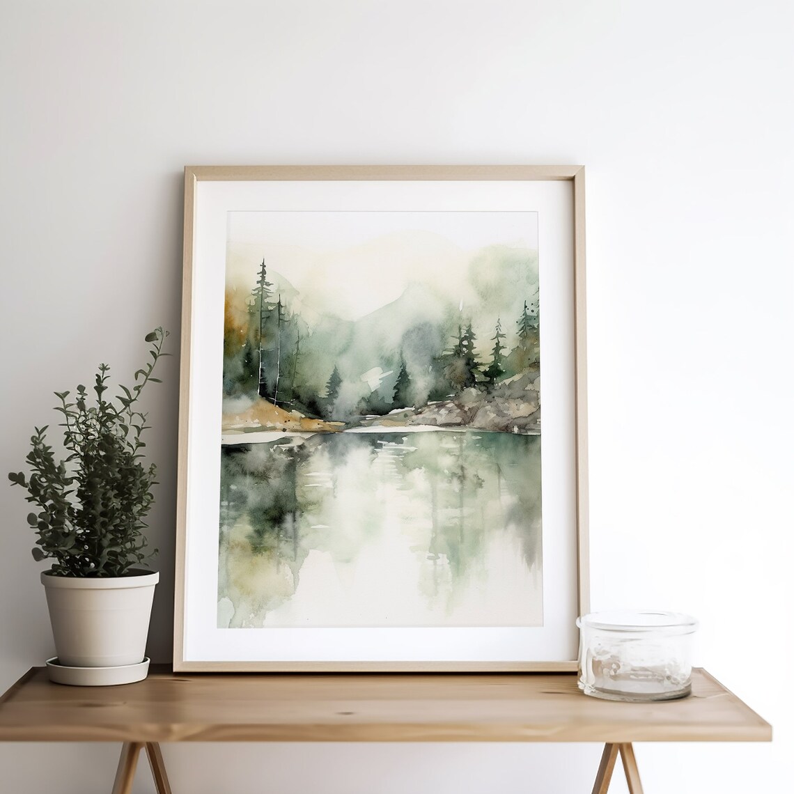 Priest Lake Idaho Watercolor Mountain Lake Landscape - Image 5