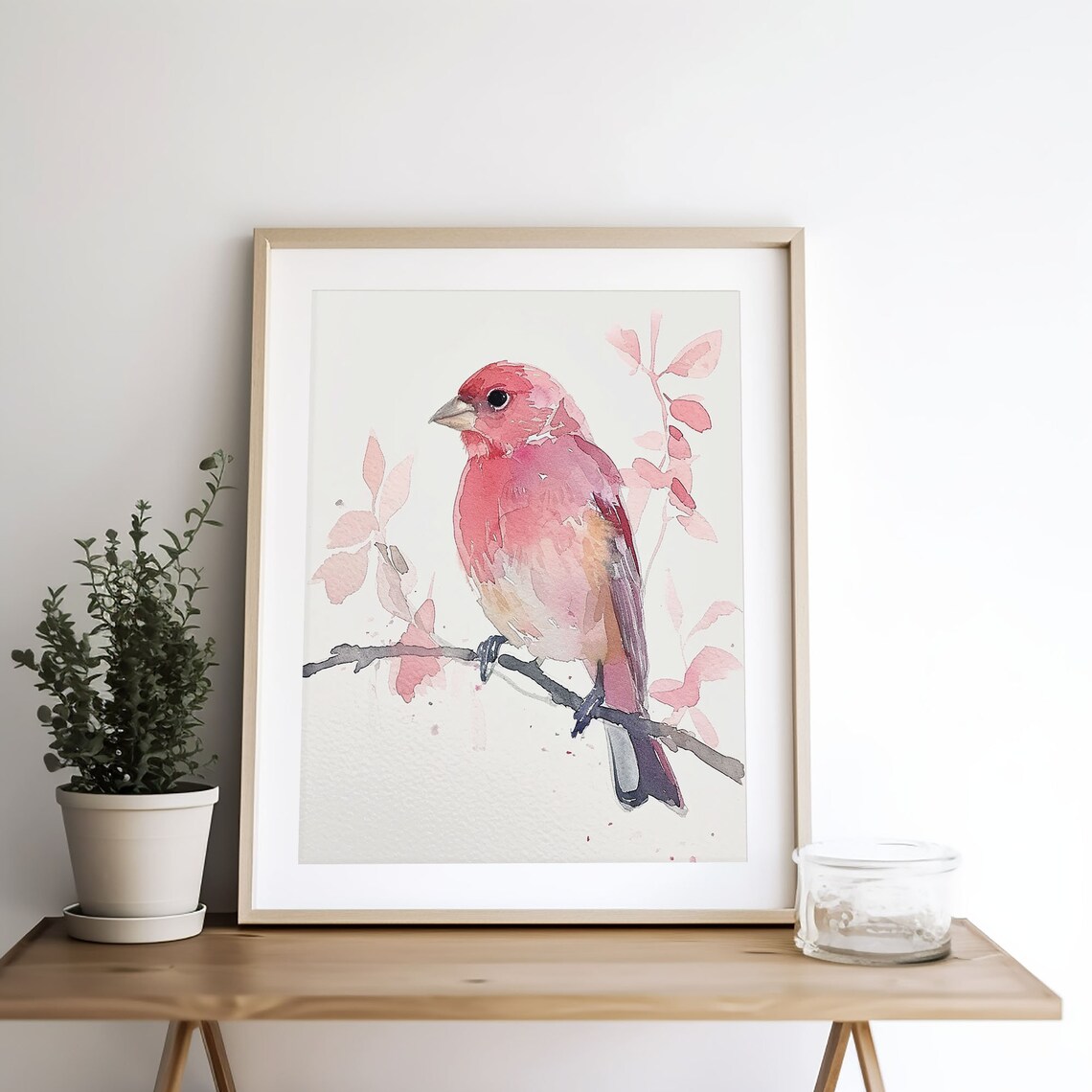 Purple Finch Minimalist Watercolor Art Print - Image 3