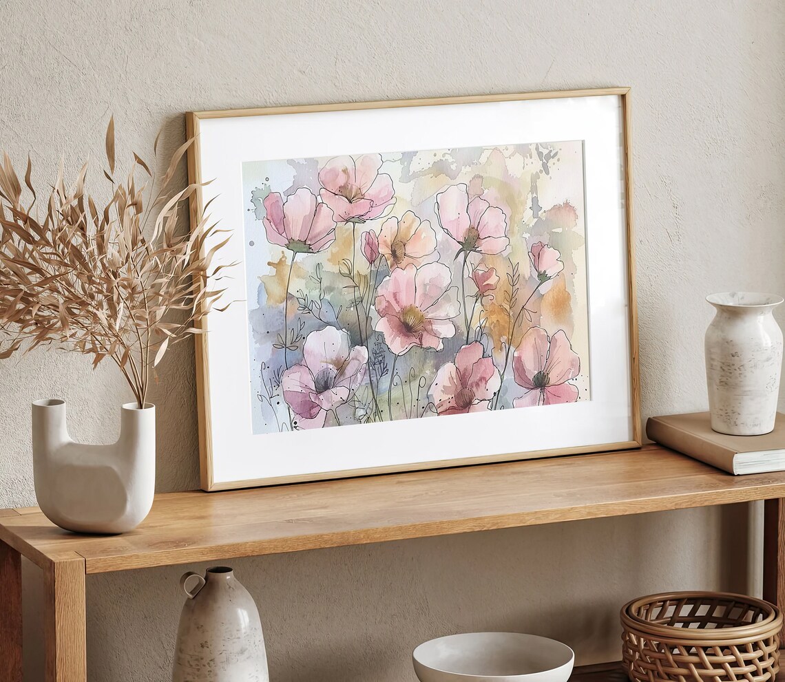 Wildflowers Meadow Watercolor Art Print, Summer Floral - Image 3
