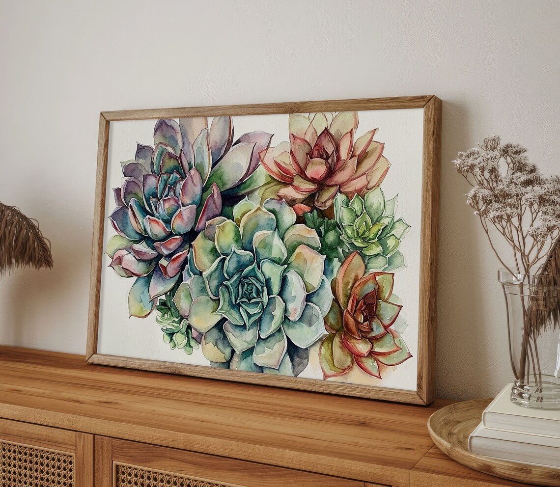 Succulent Watercolor Painting Cactus Art Print, Boho - Image 4
