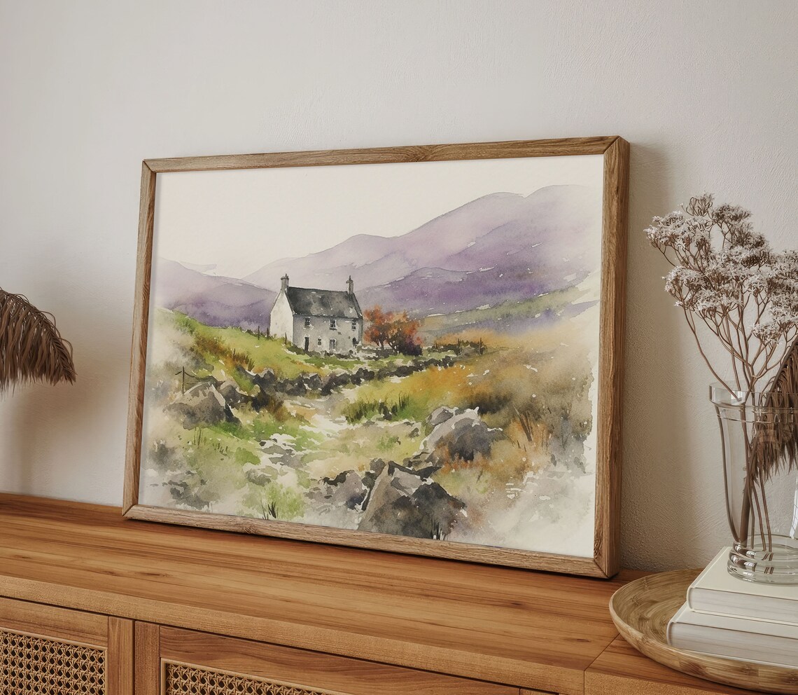 Irish Thatched Cottage Painting, County Donegal Landscape - Image 5