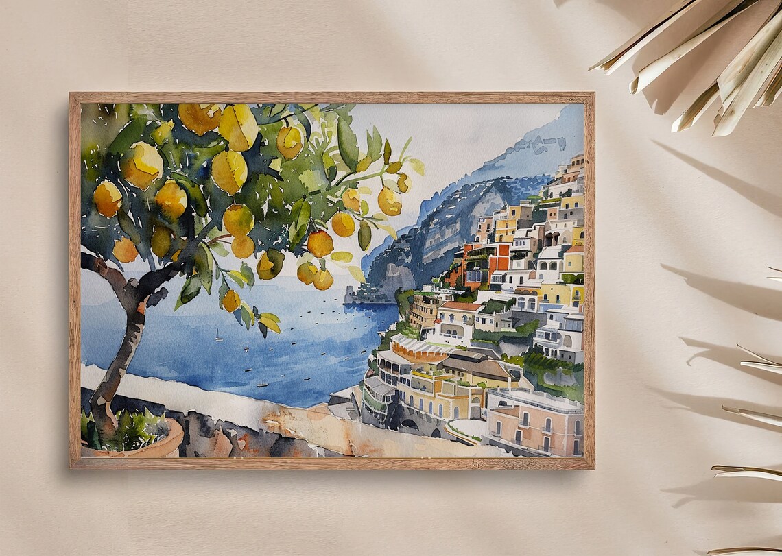 Positano Lemon Tree Watercolor Art Print - Image 3