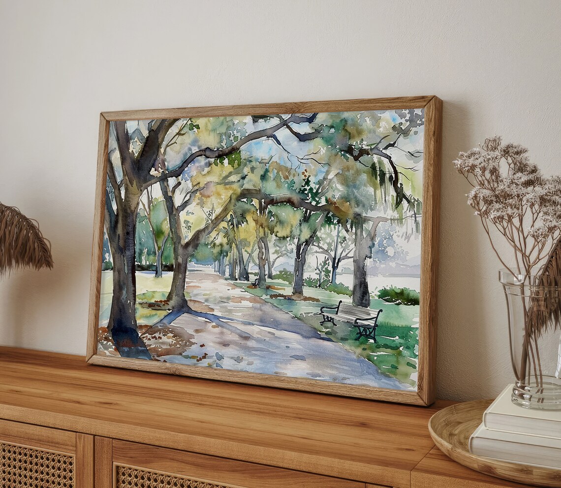 Charleston White Point Garden Watercolor Art Print - Image 5