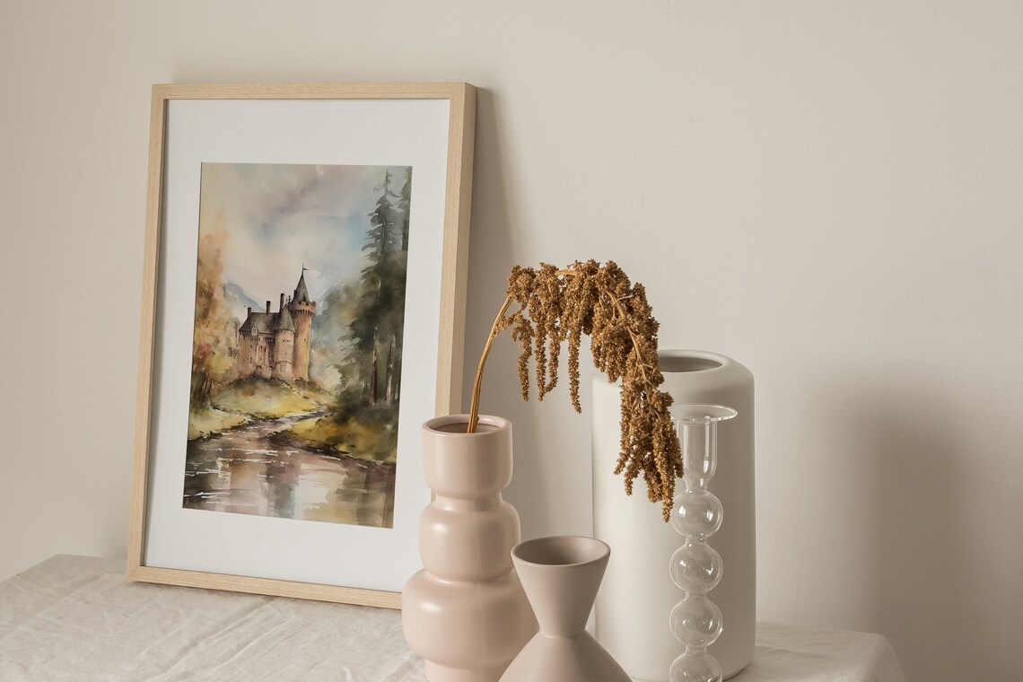 Scottish Castle Watercolor Art Print, Loch Ness - Image 2