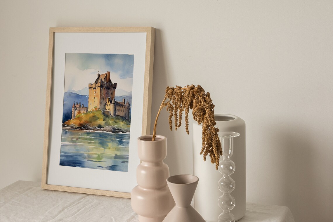 Eilean Donnain Castle Watercolor Art Print, Scotland - Image 4