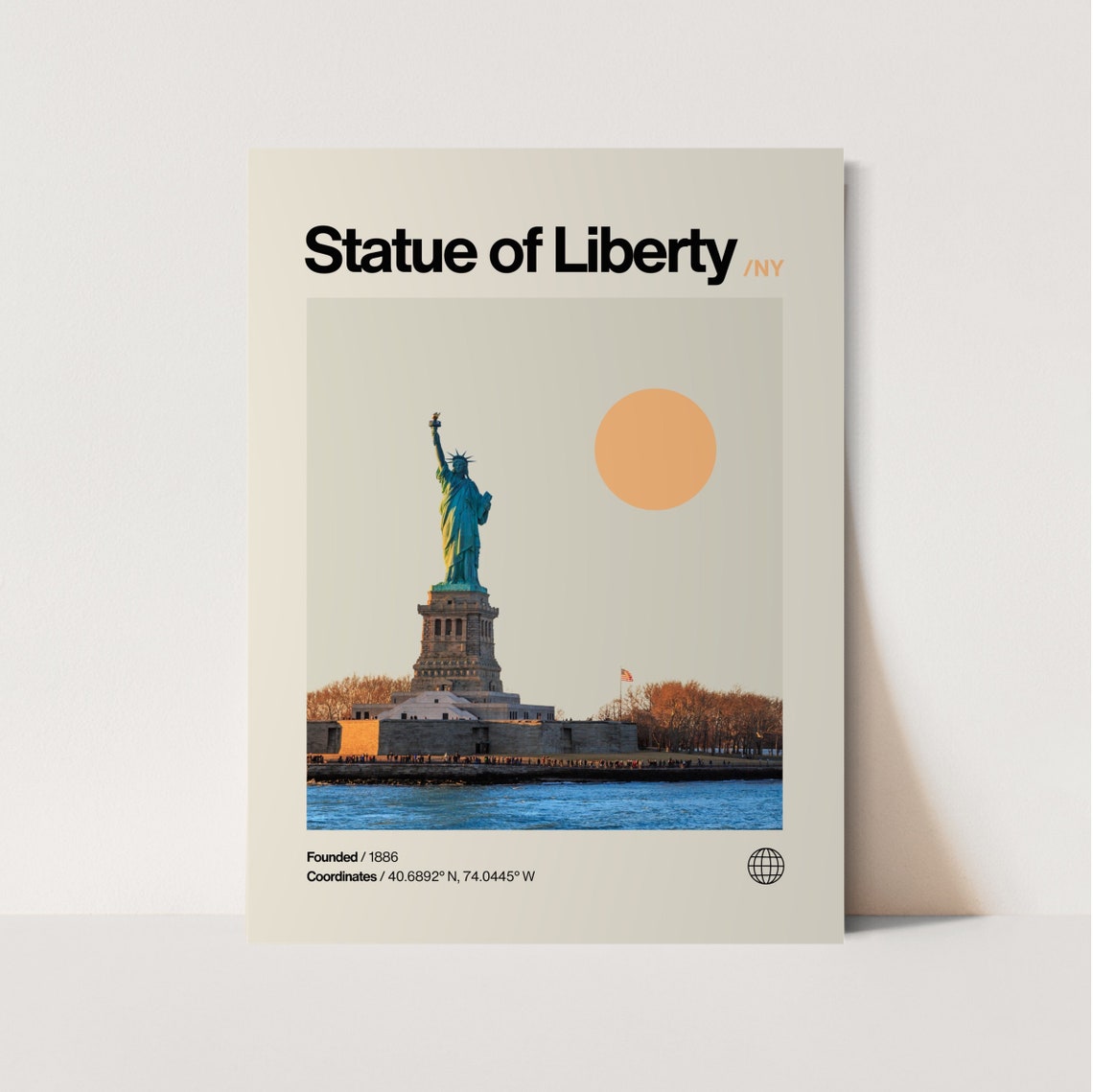 Statue Of Liberty Poster Minimalist Helvetica Mid Century Modern Statue Of Liberty Travel Print Statue Of Liberty Wall Art Nyc Art