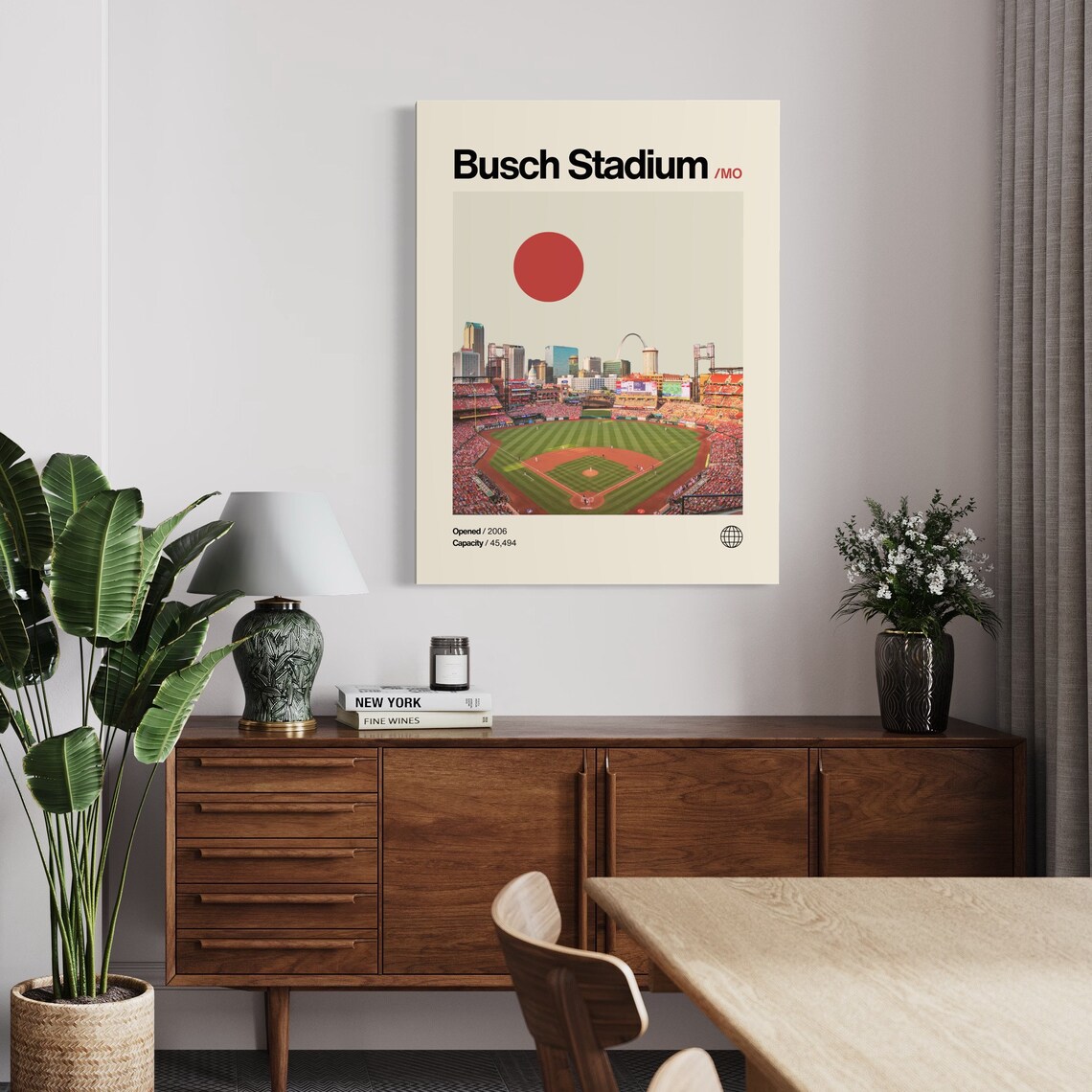 Busch Stadium Poster, Minimalist Mid-Century Art Print - Image 3