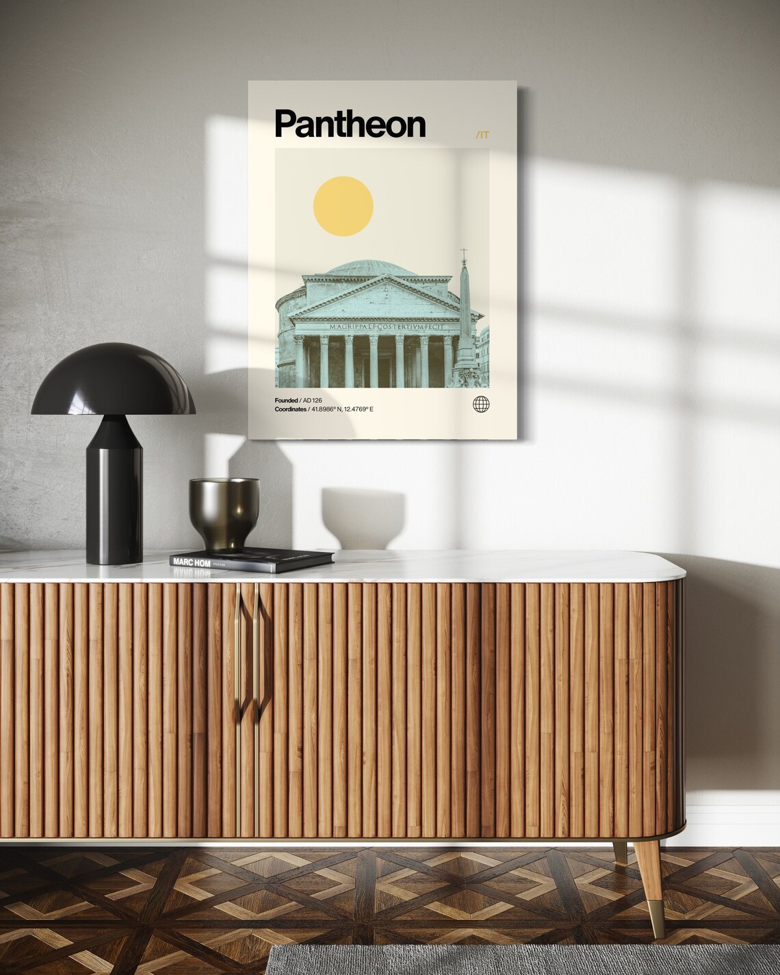 Pantheon Travel Poster, Minimalist Mid-Century Rome - Image 2
