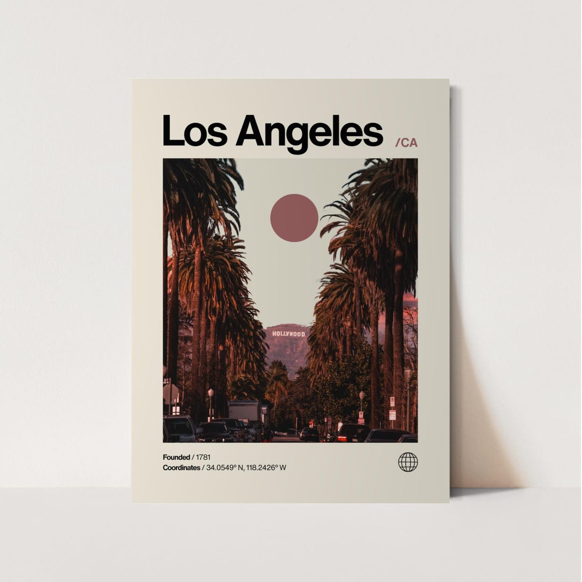 Los Angeles Poster Minimalist Helvetica Mid Century Modern Los Angeles Travel Print Los Angeles Wall Art Los Angeles Hollywood Print