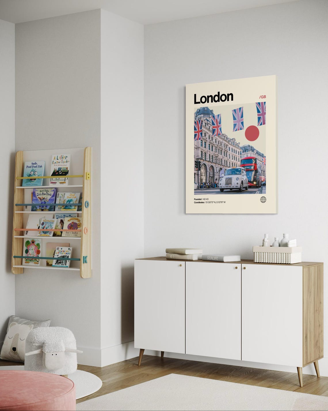 London Poster Minimalist Helvetica Mid Century Modern London Travel Print London Wall Art London England Print London Bus Poster - Image 3