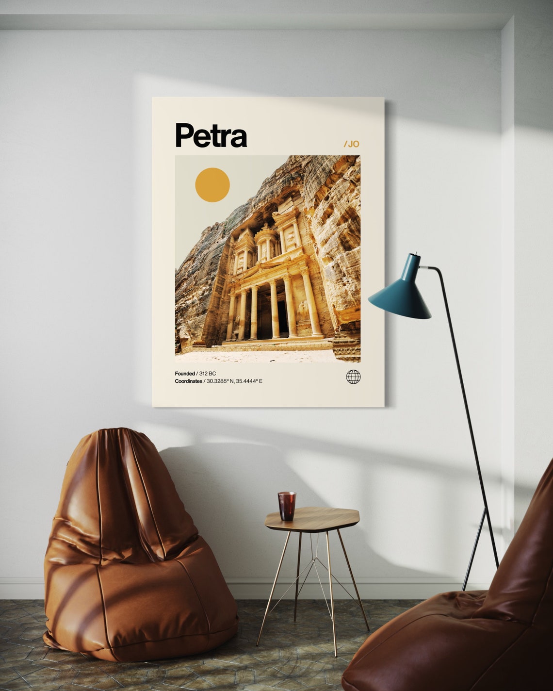 Petra Poster Minimalist Helvetica Mid Century Modern Petra Travel Print Petra Wall Art Petra Jordan Art House Art Petra Jordan Print - Image 2