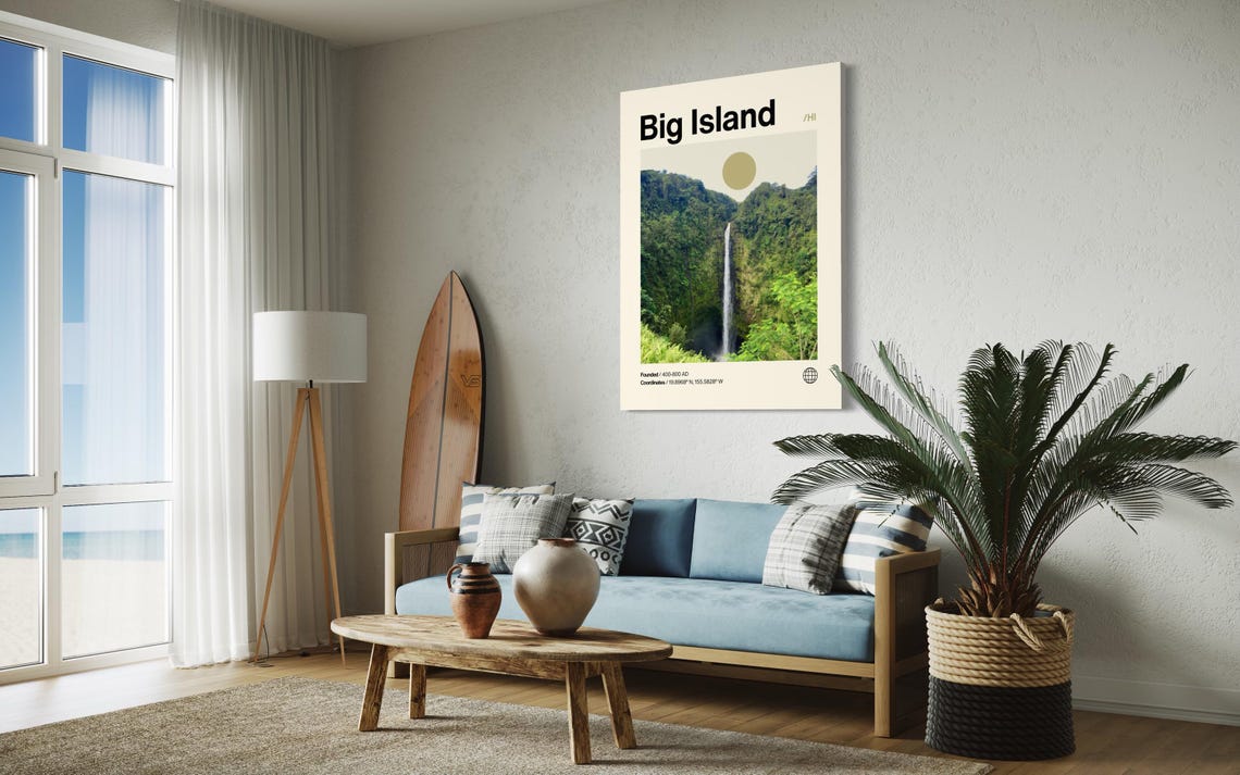 Big Island Poster Minimalist Helvetica Mid Century Modern Big Island Travel Print Big Island Wall Art Big Island Hawaii Print Hawaii - Image 2