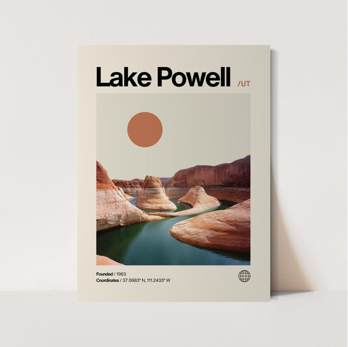 Lake Powell Poster Minimalist Helvetica Mid Century Modern Lake Powell Travel Print Lake Powell Wall Art Lake Powell Utah Print