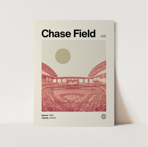 Chase Field Monotone Poster Diamondbacks Poster Minimalist Helvetica Mid Century Modern Baseball Art Baseball Stadium Poster Arizona
