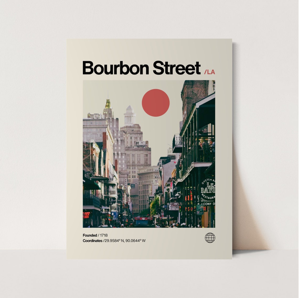 Bourbon Street Poster Minimalist Mid Century Modern Bourbon Street Travel Print Bourbon Street Wall Art Bourbon Street New Orleans