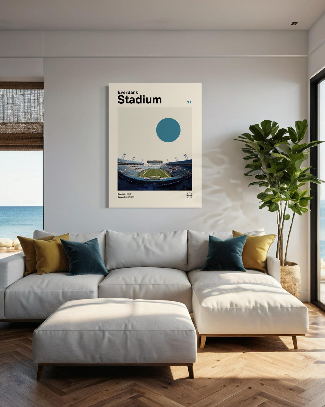 Everbank Stadium Poster Jaguars Poster Minimalist Helvetica Mid Century Modern Football Art Football Stadium Poster Jaguar Art - Image 2