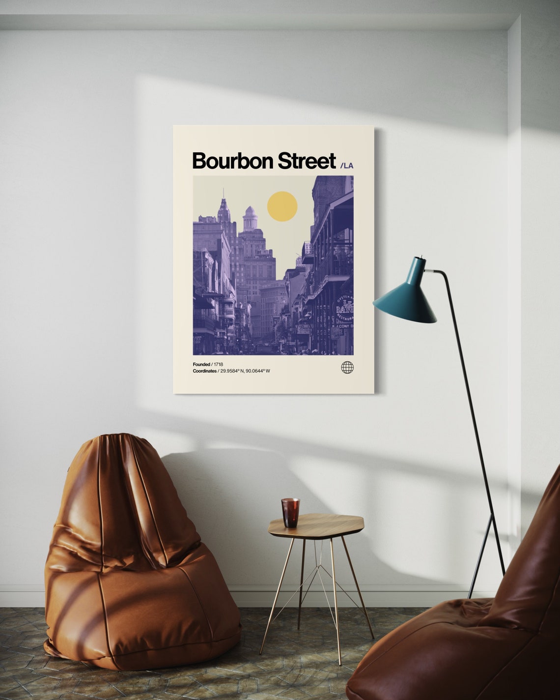 Bourbon Street Poster Minimalist Helvetica Mid Century Modern Bourbon Street Travel Print Bourbon Street Wall Art Monochrome Art - Image 3