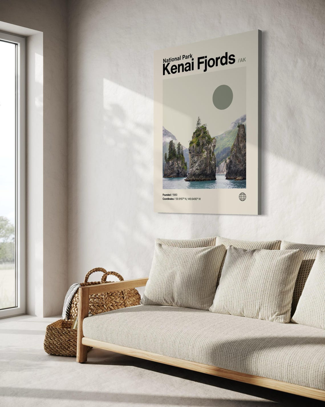 Kenai Fjords Poster Minimalist Helvetica Mid Century Modern Kenai Fjords Travel Print Kenai Fjords Wall Art Kenai Fjords Alaska Print - Image 3