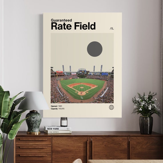 Guaranteed Rate Field Poster White Sox Poster Minimalist Helvetica Mid Century Modern Baseball Art Baseball Stadium Poster Chicago