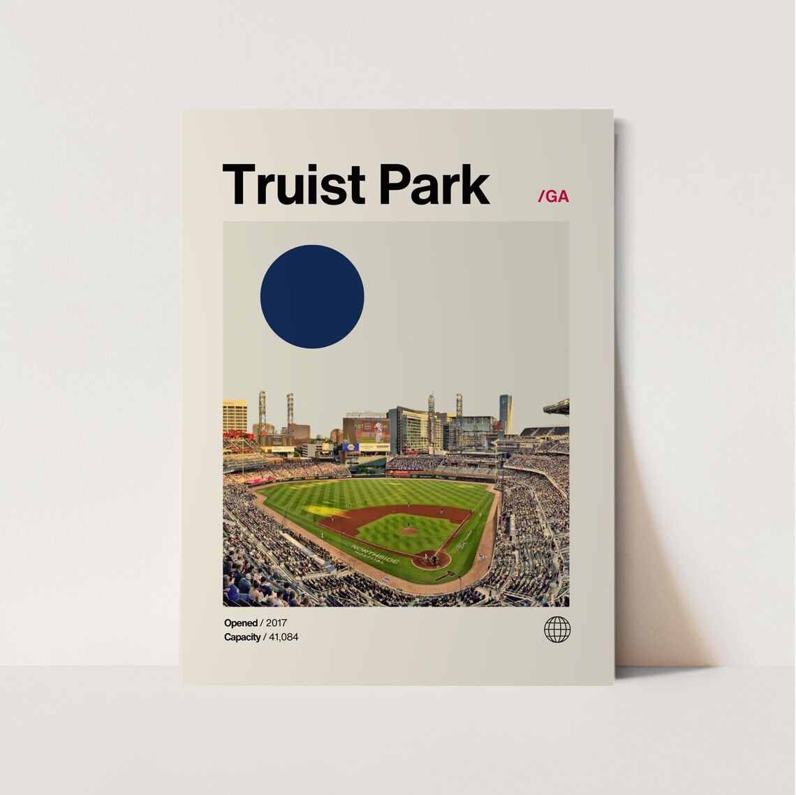 Truist Park Minimalist Mid-Century Baseball Poster