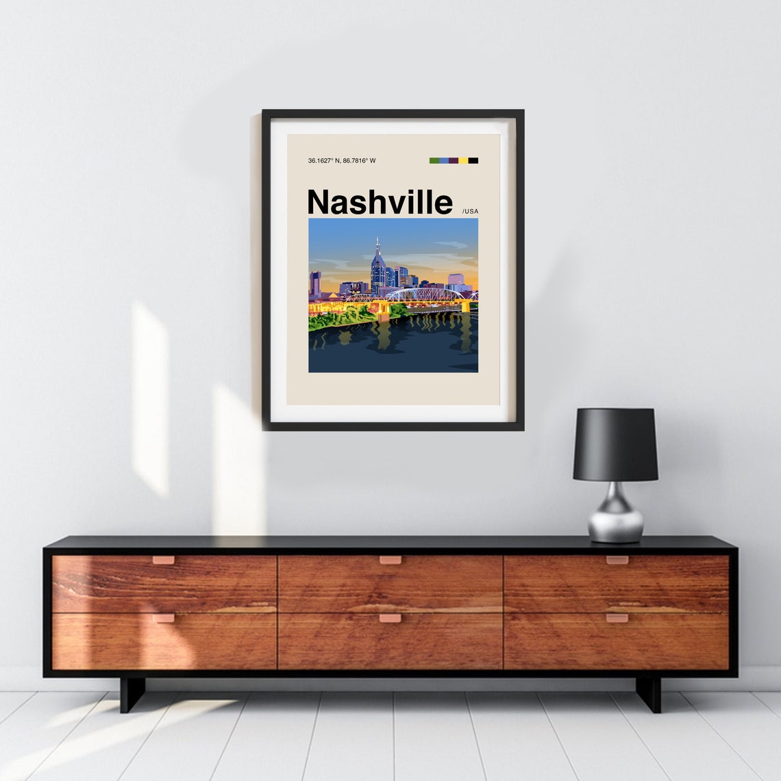 Nashville Poster Minimalist Helvetica Mid Century Modern Nashville Travel Print Nashville Print Nashville Wall Art Nashville Art - Image 2