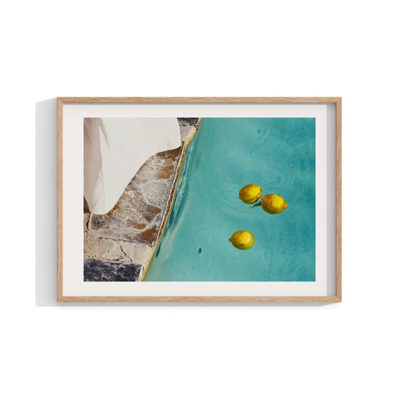 Swimming Pool Print Palm Springs Art Print California Wall Art Lemon Print Fruit Wall Art Boho Room Decor Home Decor