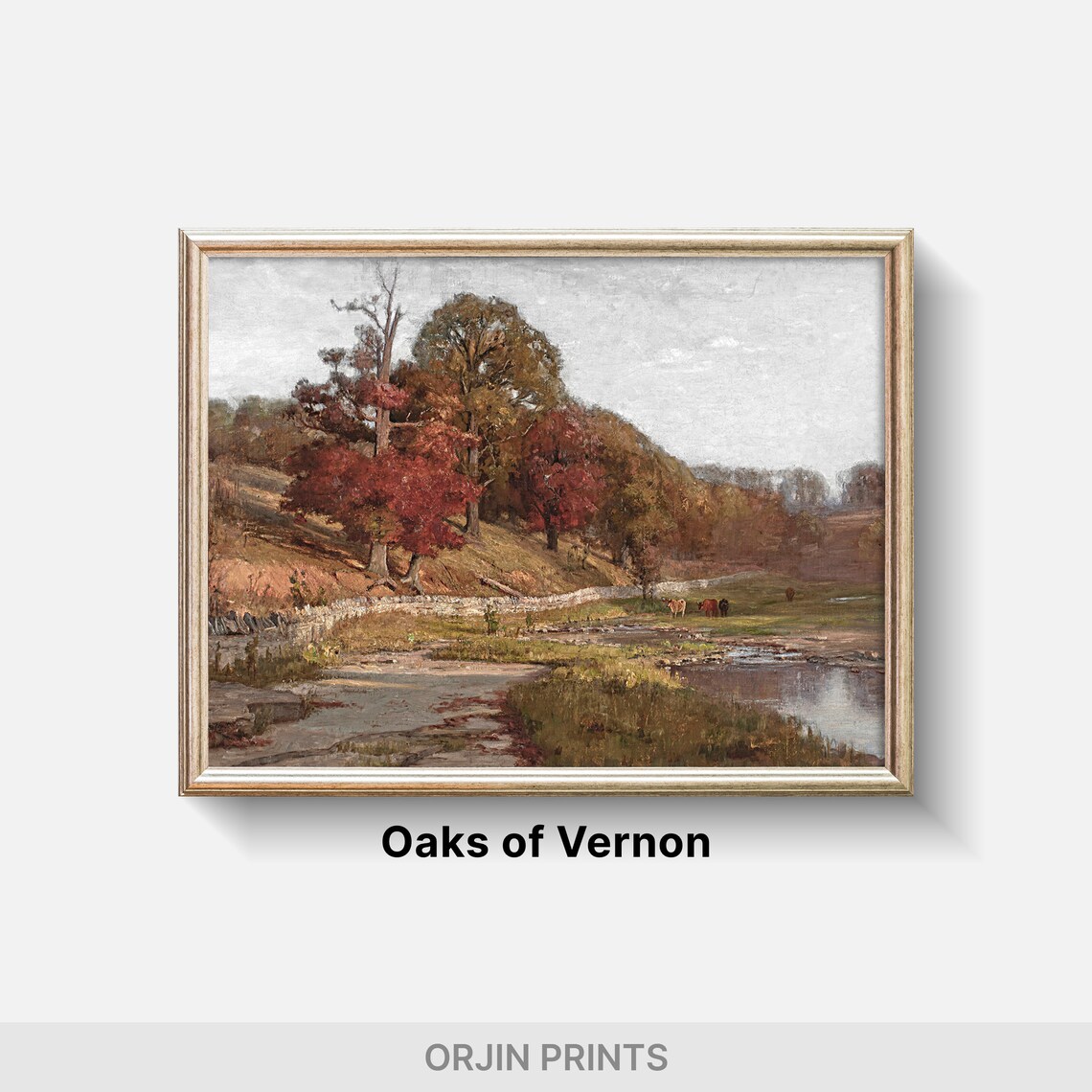 Autumn Oak Trees, Fall Leaf Carpet Art Print - Image 2