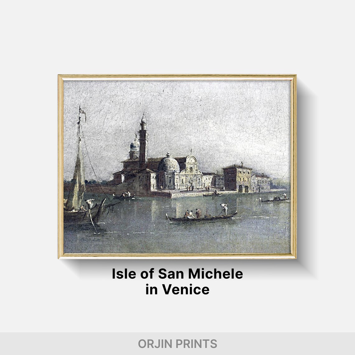Venice Lagoon Church Island Gondola Vintage Sketch Art Poster - Image 2