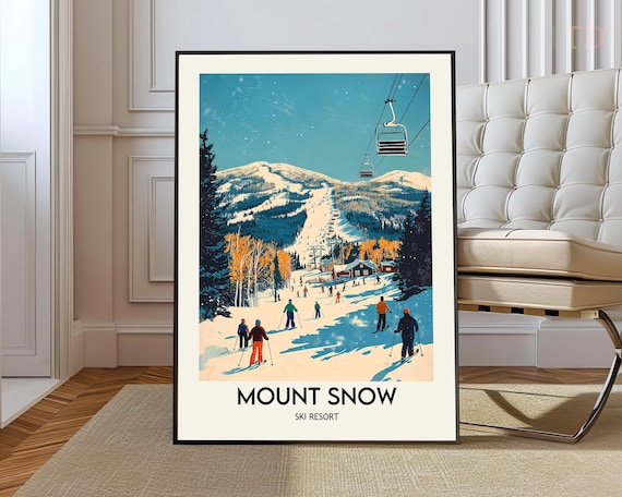 Mount Snow Ski Resort Vintage Chairlift Winter Travel Poster